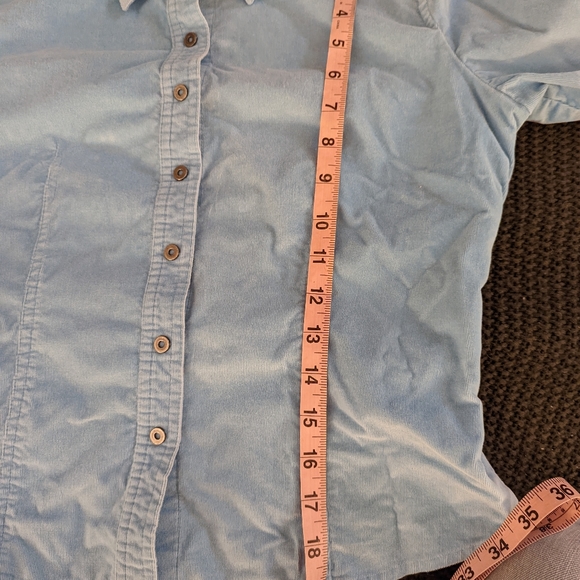 Talbot's size Petite small light blue corduroy snap down shirt - Picture 11 of 12